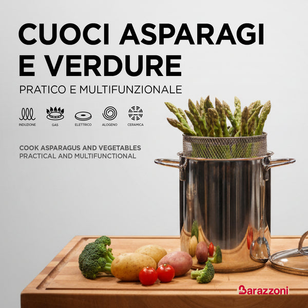 Cuoci asparagi, verdure e pasta