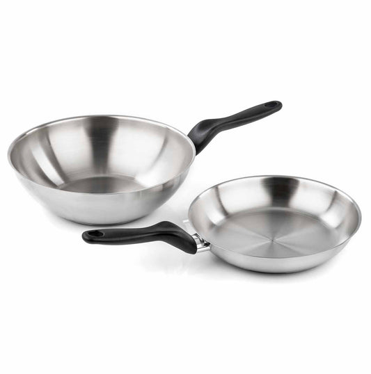 Set inox 2 pezzi - Padella 24 cm + Wok 28 cm