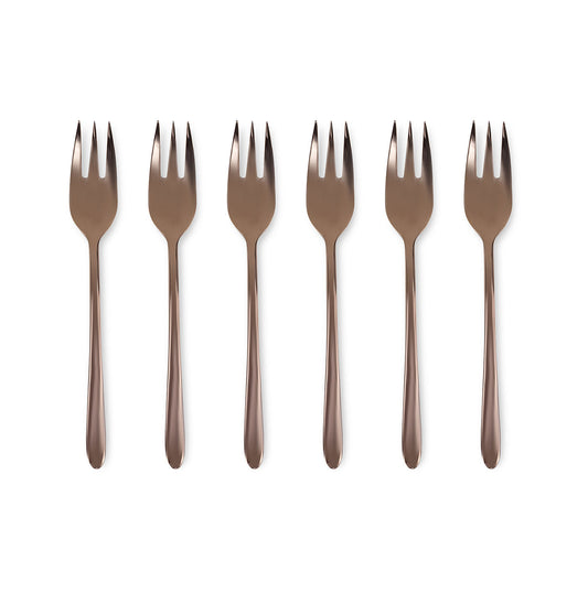 Polished Bronze Malachite - Set of 6 Dessert Forks
