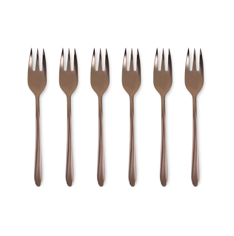 Polished Bronze Malachite - Set of 6 Dessert Forks