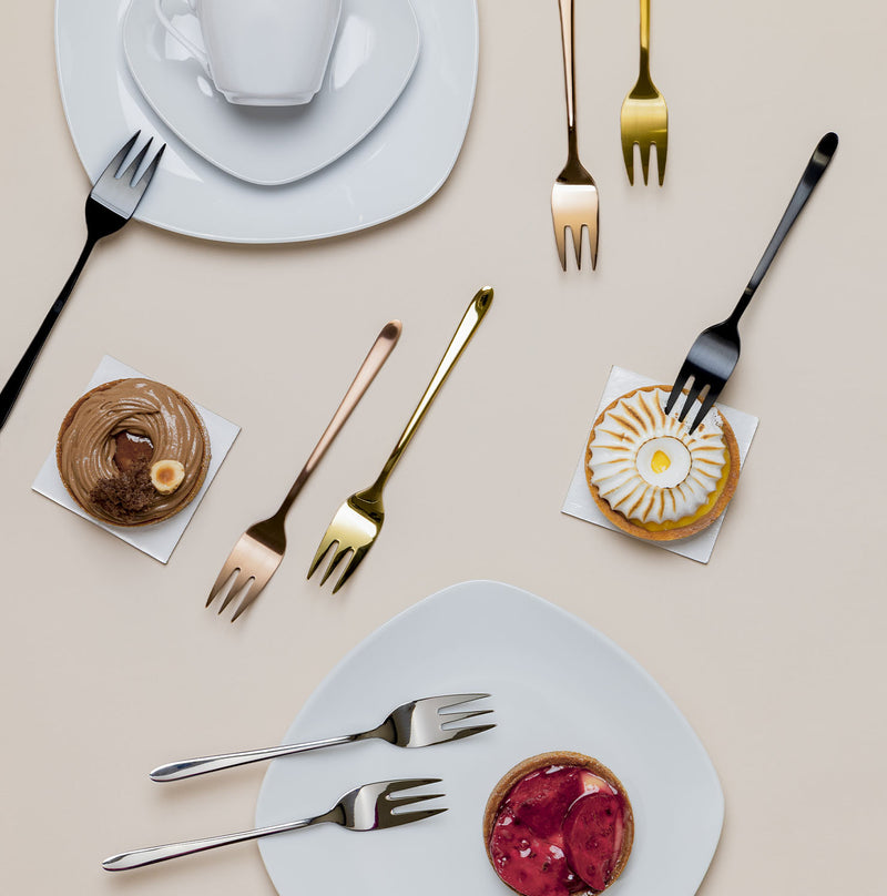 Shiny Gold Malachite - Set of 6 Dessert Forks
