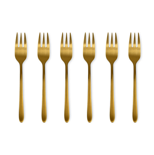 Satin Gold Malachite - Set of 6 Dessert Forks