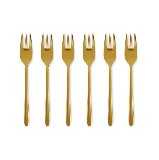 Shiny Gold Malachite - Set of 6 Dessert Forks