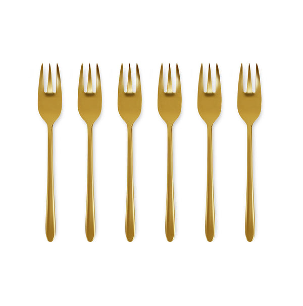 Shiny Gold Malachite - Set of 6 Dessert Forks