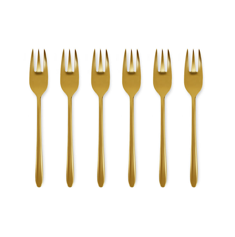 Shiny Gold Malachite - Set of 6 Dessert Forks