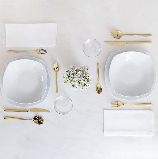 Polished Gold Malachite - 24-Piece Cutlery Set