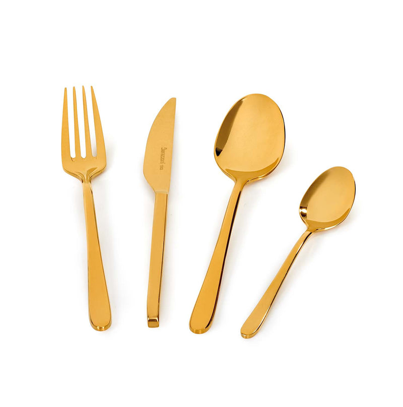 Polished Gold Malachite - 24-Piece Cutlery Set