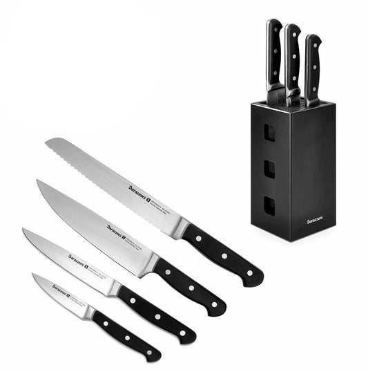 Stainless steel - Knife block + 4 knives