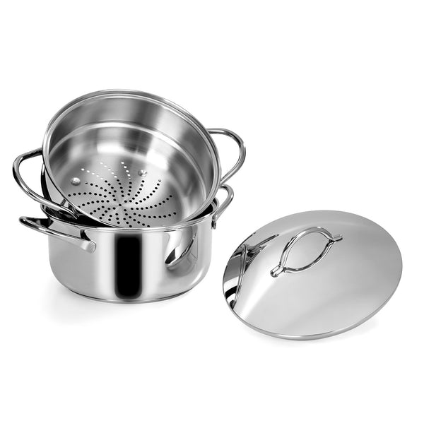 Steam set with heat-diffusing base
