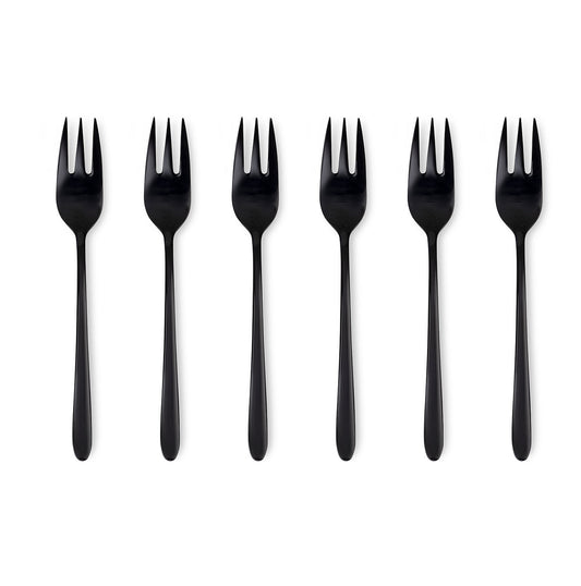 Polished Titanium Malachite - Set of 6 Dessert Forks
